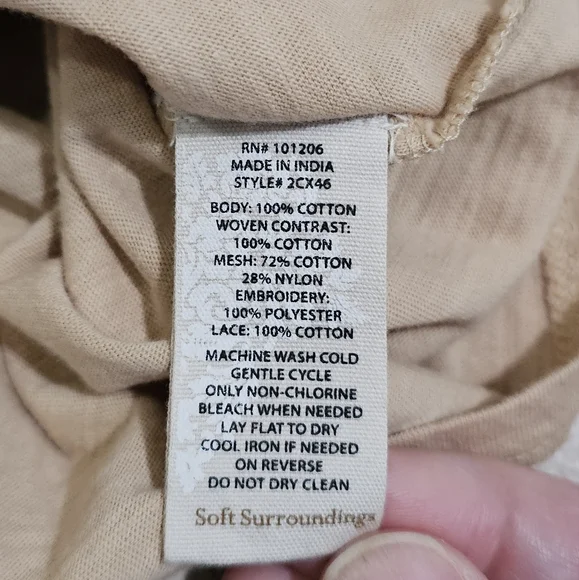 Soft Surroundings Womens Small Beige Embroidered Lace Boho Peasant Tunic Top - Picture 6 of 8